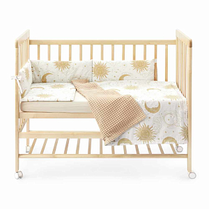 Кроватка детская Happy Baby "Mirra light", c матрасом и простыней, кремовая